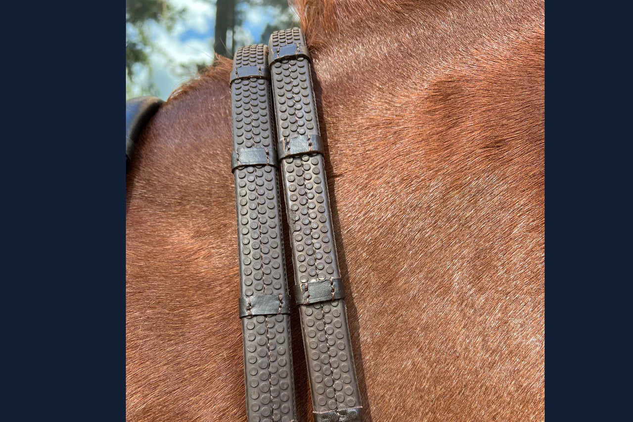 Correct Connect Super Grip Reins - Heavy Rubber Rein for Ultimate Grip- Hand Stops 5" (13cm) Apart