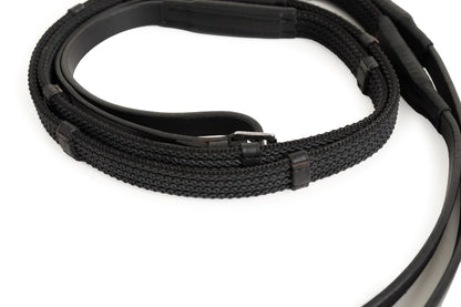 Correct Connect Sure Grip Rubber Reins with Rein Stops-Superb Slim Rubber Woven Grip