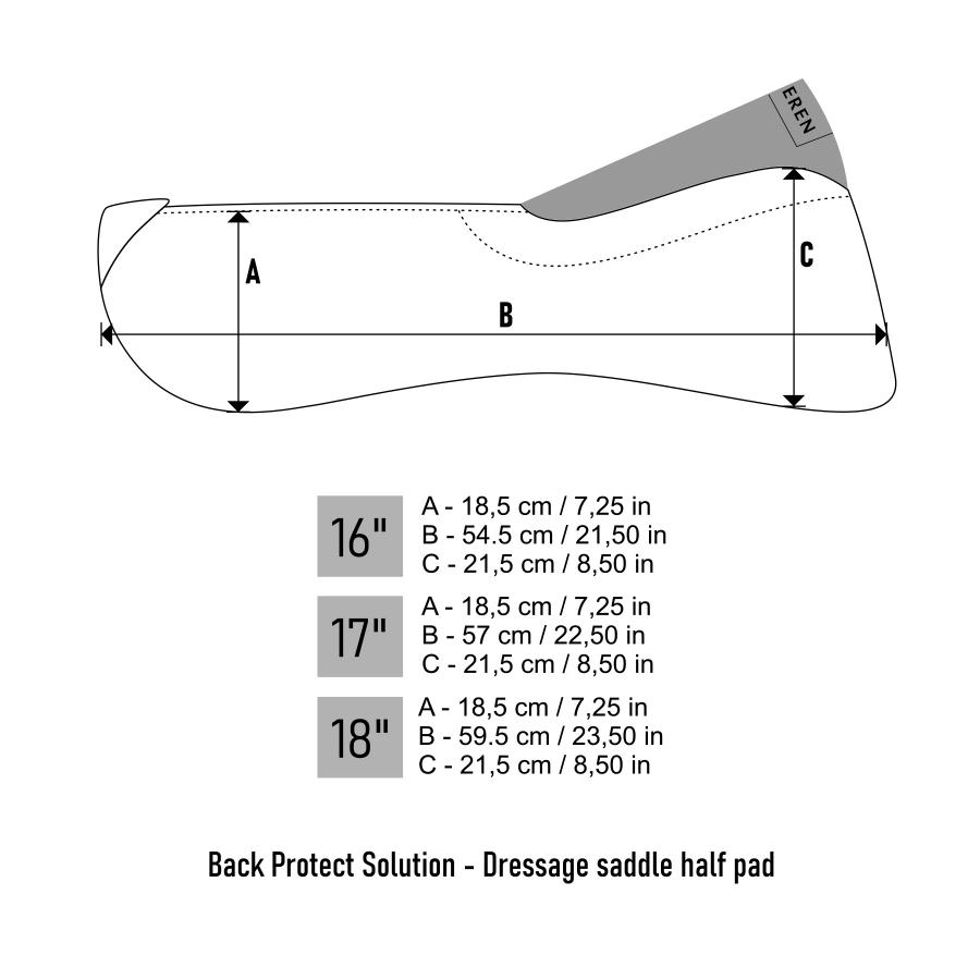 Winderen dressage half pad sizing chart