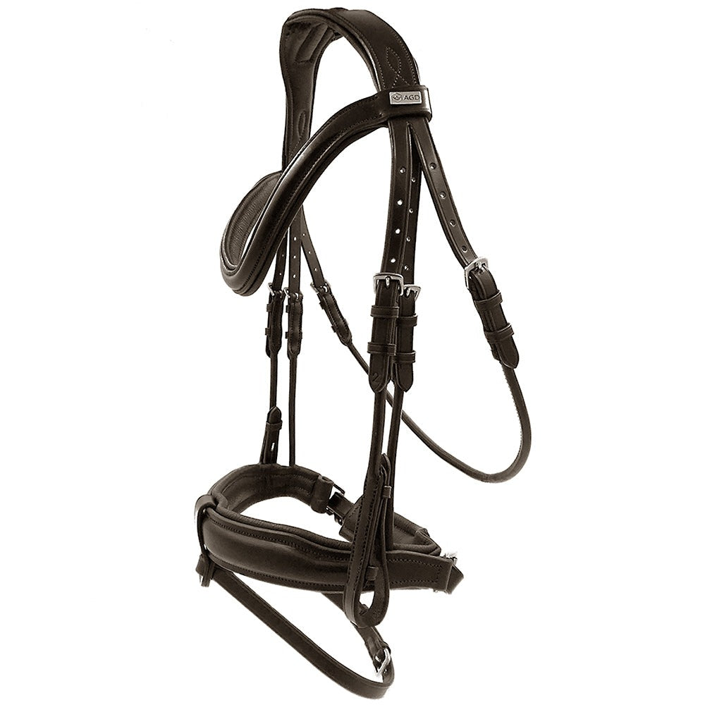 "BELLA ROSA" CLASSIC ENGLISH ROLLED DOUBLE BRIDLE - Discontinued Line