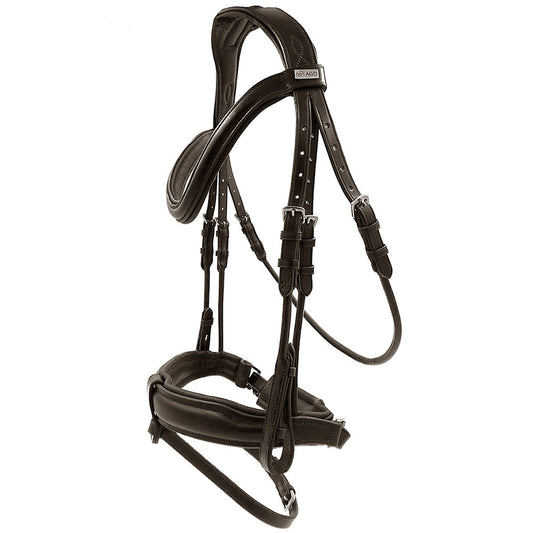 "BELLA ROSA" CLASSIC ENGLISH ROLLED DOUBLE BRIDLE - Discontinued Line